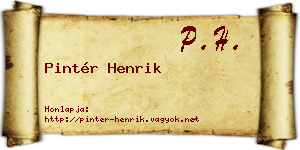 Pintér Henrik névjegykártya