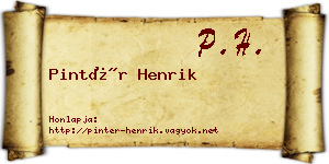 Pintér Henrik névjegykártya